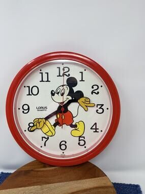 Lorus Quartz Mickey Mouse Wall Clock Red 10.5" Disney Japan WORKING
